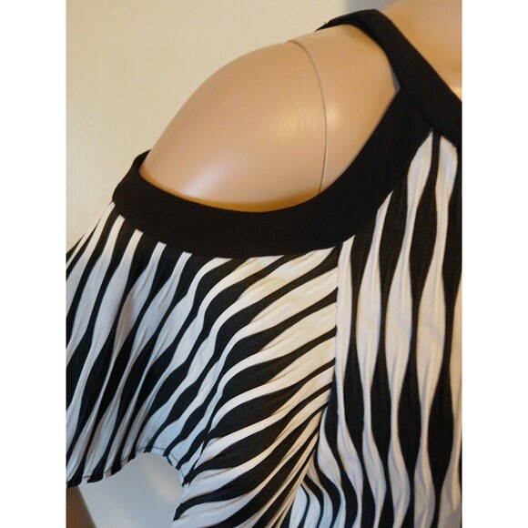 Danny & Nicole Black & White Aztec Cold Shoulder  Fit & Flare Dress Womens 16 - Picture 6 of 16